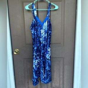 Blue Floral Sleeveless Dress